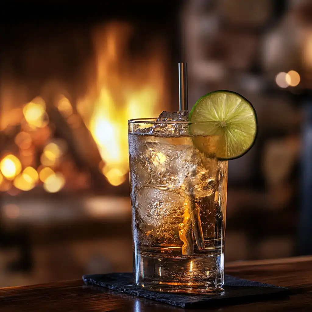 Whiskey and Ginger Highball with Lime